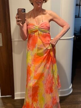 $589 Pinko Mulan halter full length gown dress SIZE 42 or Medium